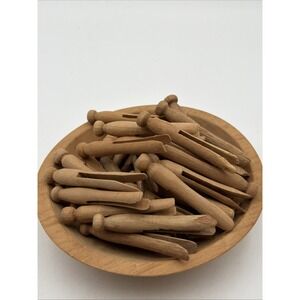 41 Vintage Wooden Clothes Pins Round Head Flat Top~3.75" Read Below